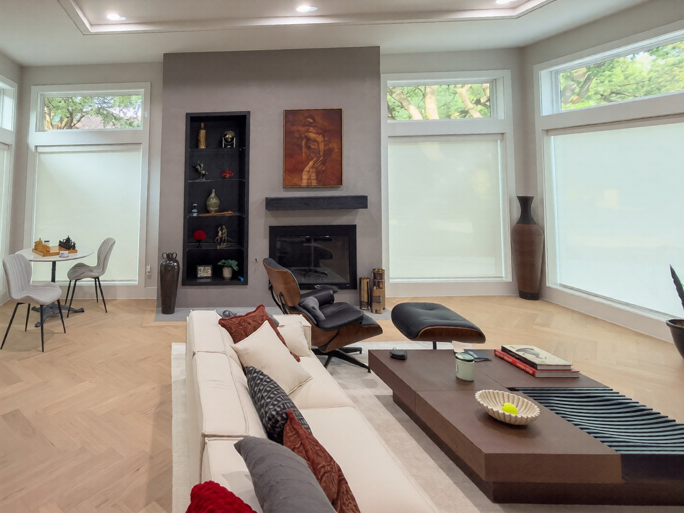 Roller shades installed in a Frisco home