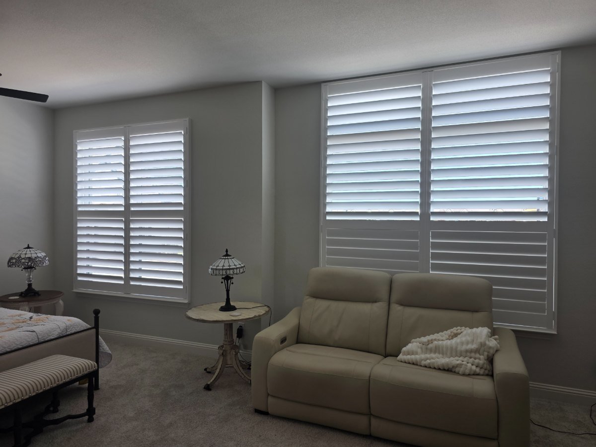 Wooden shutters installed in an Arlington home